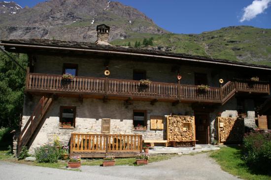 terrasse et entrée du gîte , orientée plein sud